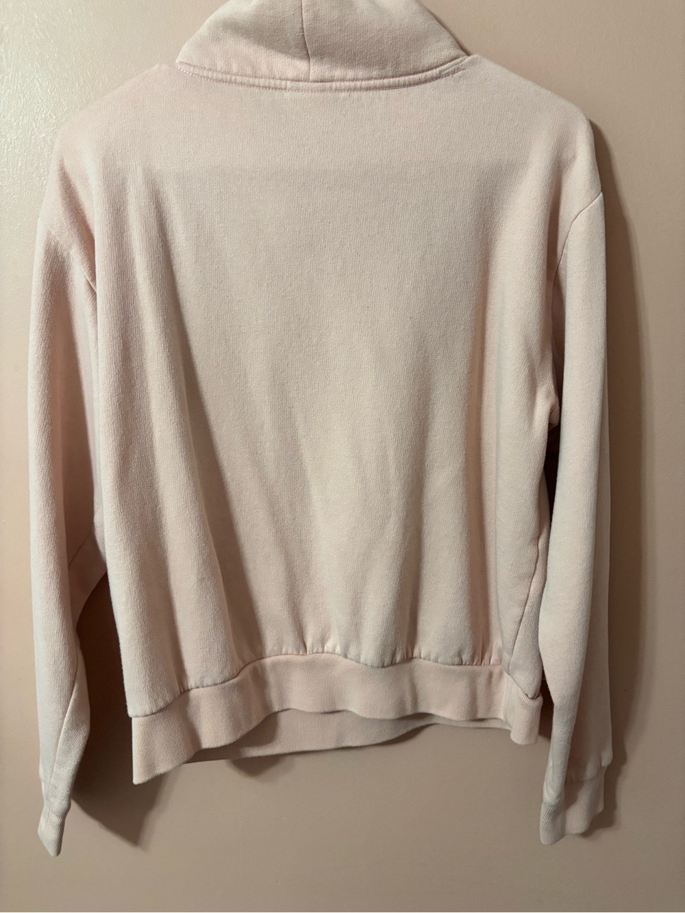 PINK Victoria's Secret Light Pink Cowl-Neck Sweatshirt with Black Logo - Picture 2 of 3